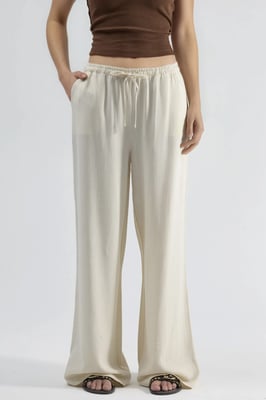 Viscose-Linnen Gecombineerde Wijde Pantalon