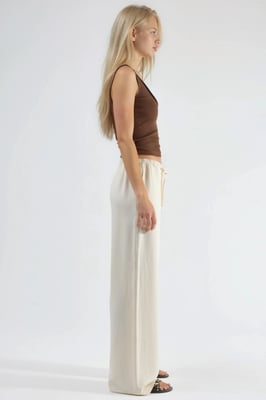 Viscose-Linnen Gecombineerde Wijde Pantalon