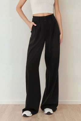 Hoge Taille Geplooide Palazzo Broek