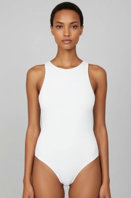 Aansluitend Mouwloos T-shirt Bodysuit met Drukknoopsluiting