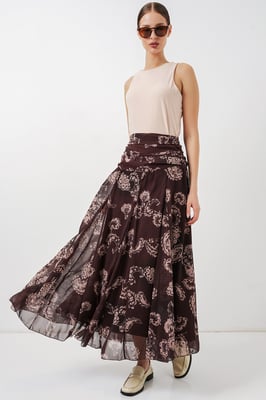Hoge Taille Paisley Maxi Rok