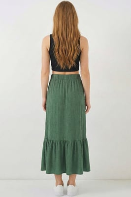 Gestructureerde Maxi Breirok met Elastische Taille