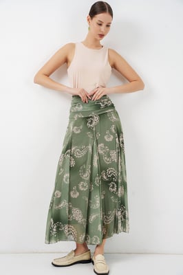 Hoge Taille Paisley Maxi Rok