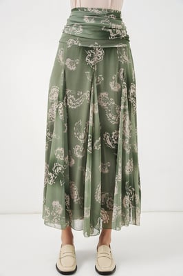 Hoge Taille Paisley Maxi Rok