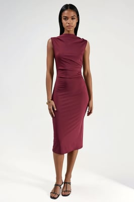 Gerimpelde Bodycon Midi-jurk