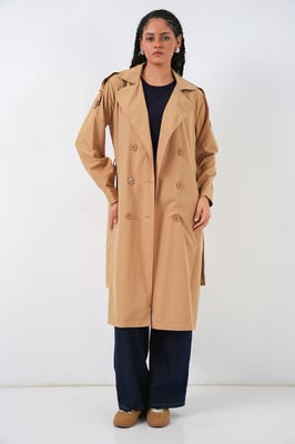 Lange Dubbel Breasted Trenchcoat