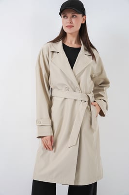 Gordel Lang Trenchcoat met Jas Kraag
