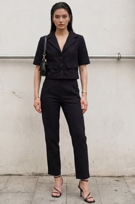 Shirt met Zakdetail & Broek Twee-Delige Set