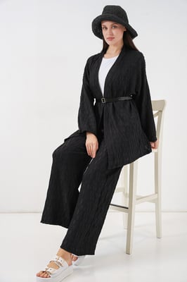 Textuur Kraag Kimono Broek Set