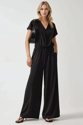 Wijde Croptop Jumpsuit met V-hals