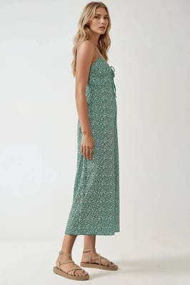 Wijde Been Bloemen Gebreide Jumpsuit met V-Hals