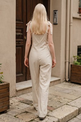 Linnenmix Jumpsuit met Hartvormige Halslijn