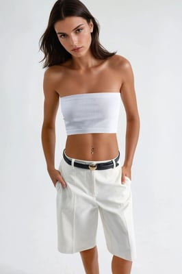 Rechtaf lopende Bermuda Shorts (zonder Ceintuur)
