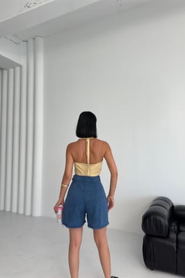 Hoge Taille Wijde Pijpen Denim Shorts
