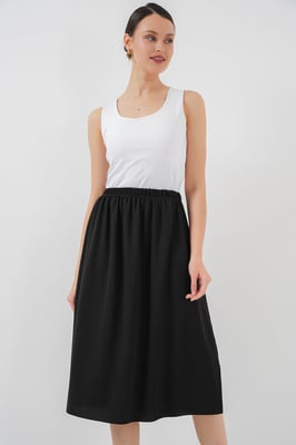 Midi Gebreide Elastische Taille Rok
