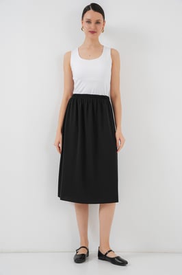 Midi Gebreide Elastische Taille Rok
