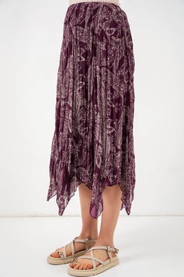 Hoge Taille A-Lijn Midi Rok in Paisleyprint