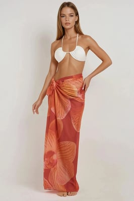 Geprinte Strand Maxi Cover-Up