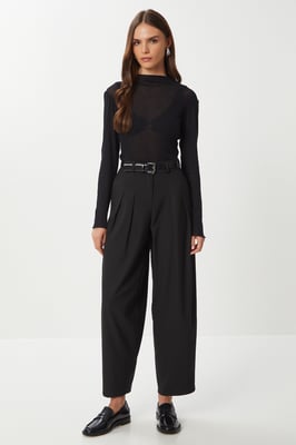 Hoge Taille Plissé Tailored Broek