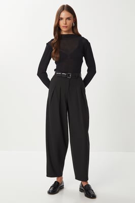 Hoge Taille Plissé Tailored Broek