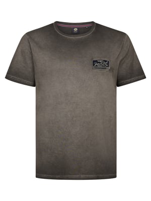 Petrol Industries - Heren Plus Size Logo T-shirt Meteorito - Zwart