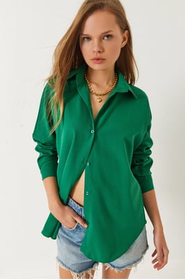 Knoopsluiting Poplin Overhemd met Kraag
