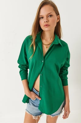 Knoopsluiting Poplin Overhemd met Kraag