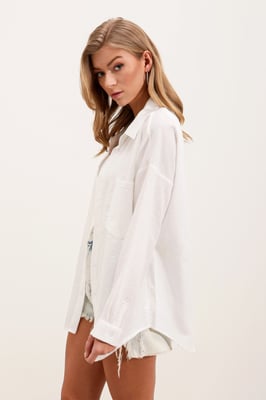 Linnen Gemengde Shirt met Knoopsluiting