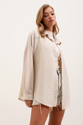 Linnen Gemengd Shirt met Knopsluiting