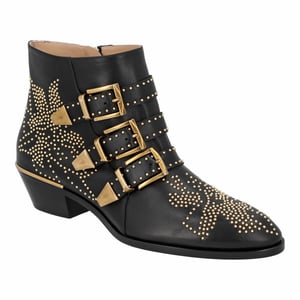 Chloé dames Susanna korte laarzen in zwart leer met gouden studs