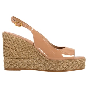 Stuart Weitzman Island slingback espadrillesandalen in beige lakleer