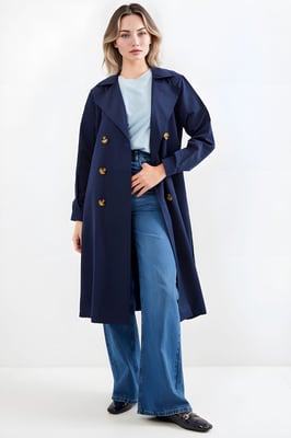 Dubbelzijdige Lange Trenchcoat