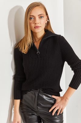 Textured Knitwear Trui met Ritskraag