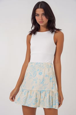 Geweven Mini Tricotrok met Rimpeldetails