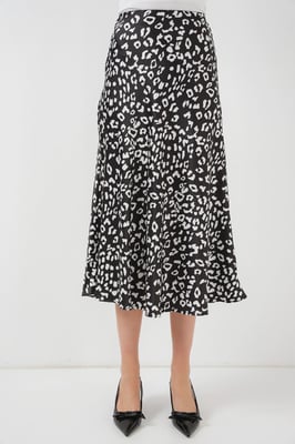 Satin A-Lijn Midi Rok met Elastische Taille