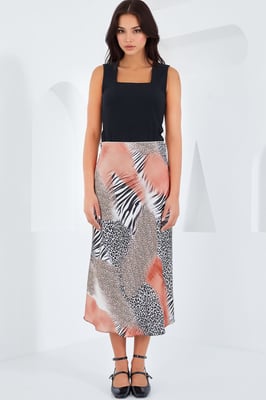 Satin A-Lijn Elastische Taille Midi Rok