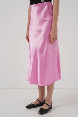 Satijnen A-Lijn Midi Rok met Elastische Taille