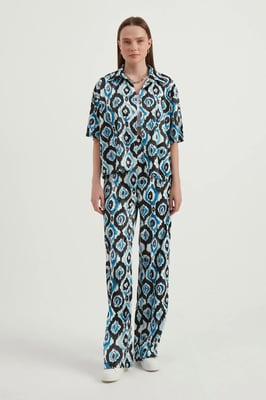 Satin Geometrische Hoge Taille Boho Broek
