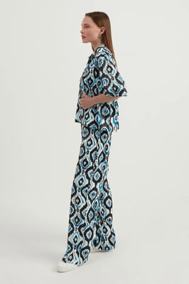 Satin Geometrische Hoge Taille Boho Broek