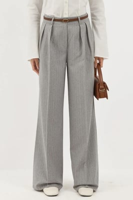 Gestreepte Wijde Pantalon met Plissé