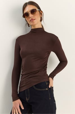 Fitted Colblouse met Lange Mouwen en Rimpeldetails