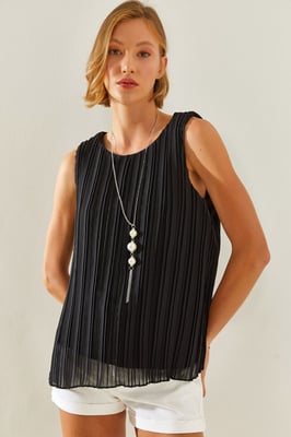 Gestructureerde Sifonblouse met Accessoire Detail