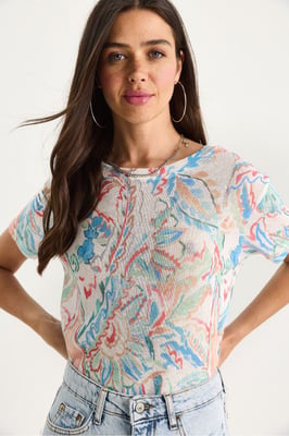 Doorzichtige Ronde Hals T-Shirt