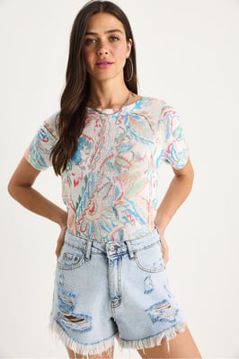 Doorzichtige Ronde Hals T-Shirt