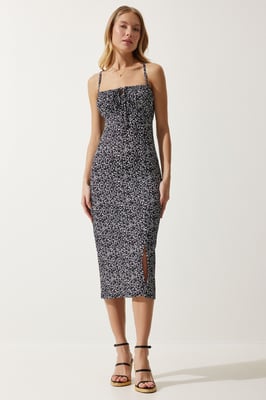 Bloemige Bodycon Midi-jurk met Splits