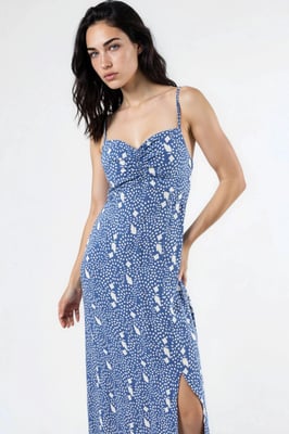 Bloemen Midi Slipdress met Hartkraag
