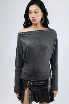 Bootneck Blouse met Steenaccessoire
