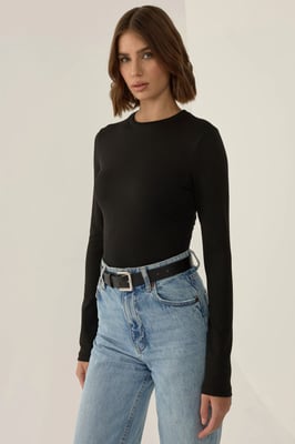 Slim Fit Lange Mouw Crew Neck Bodysuit