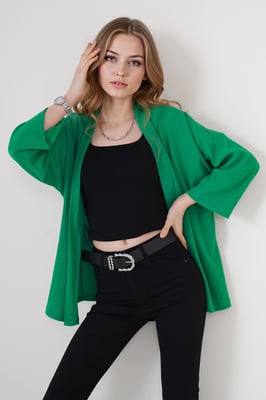 Textuur Loose Fit Sjaalkraag Kimono