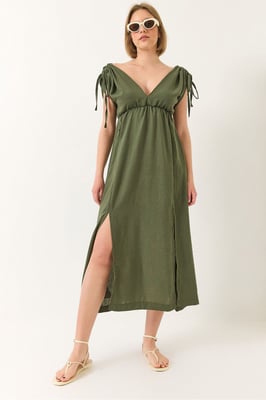 V-hals Maxi jurk met Split